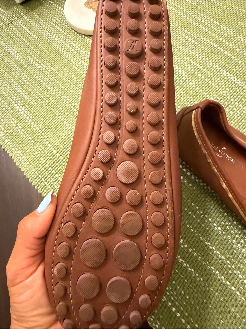 Louis Vuitton Tan Leather Ballet Flats with Gold LV Buckle - Picture 3 of 4